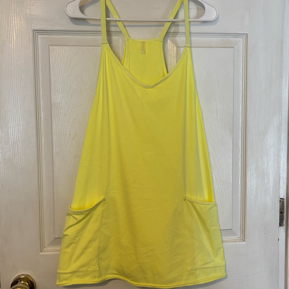Yellow Sleeveless Dress with Pockets